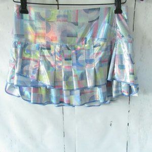 Lucky In Love Skirt S Shiny Metallic Pleated Tennis Pickleball attached Shorts